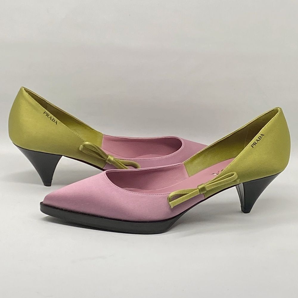 Prada Raso 50MM Colorblock Kitten Pumps size 38.5 - Picture 4 of 12